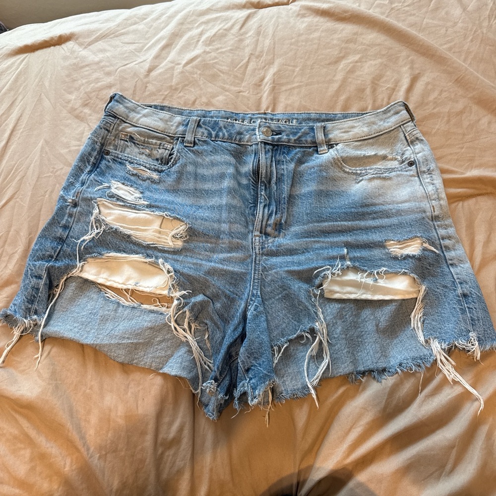 American Eagle Outfitters Light Blue Distressed Jean Shorts